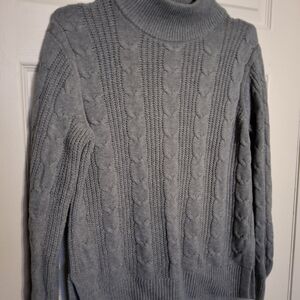 Banana Republic Gray Cable Knit Turtleneck Sweater